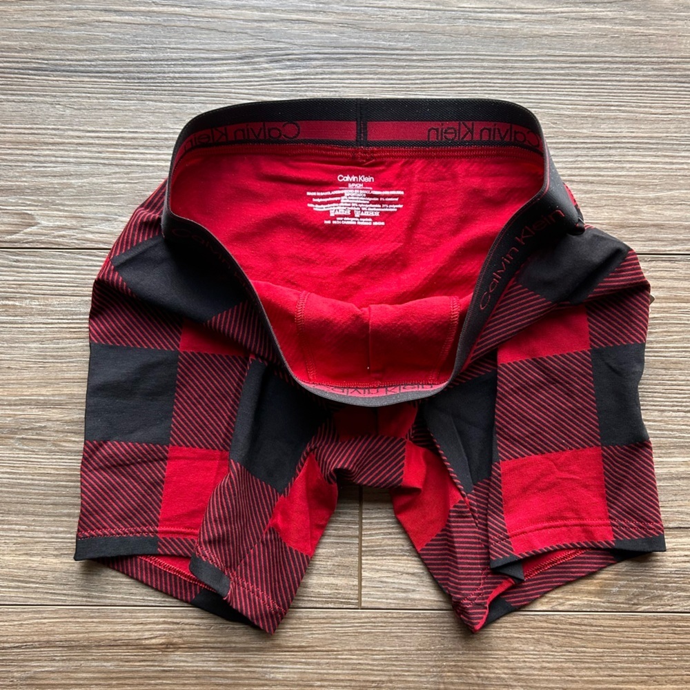 Calvin Klein | Icon Cotton Stretch Red & Black Plaid Boxer Brief (Small) - Picture 2 of 5